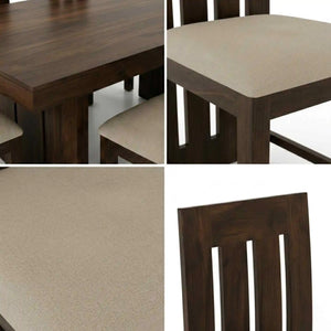 Poster Solid Sheesham Wood Dining Table Set 6 Seater, 4 Chair & 1 Bench Natural Finish - Walnut