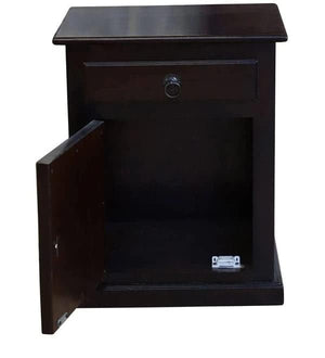 Tile Solid Sheesham Wood Bedside Table - Walnut Finish