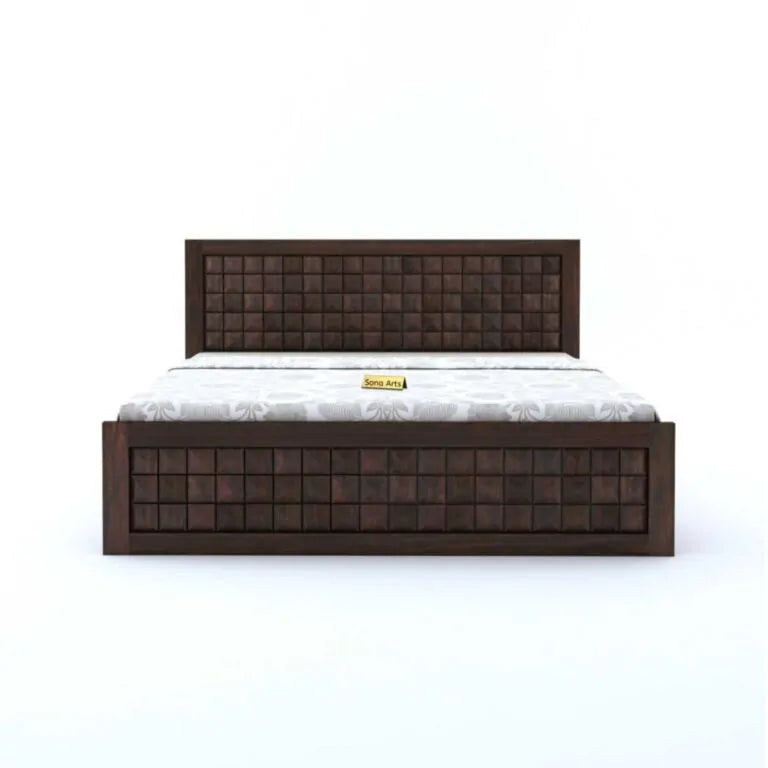 Diamond King Size Bed Without Storage For Bedroom Finish - Walnut