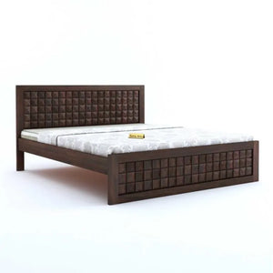 Diamond King Size Bed Without Storage For Bedroom Finish - Walnut