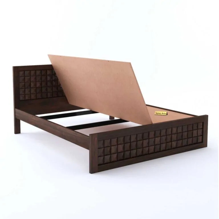 Diamond King Size Bed Without Storage For Bedroom Finish - Walnut