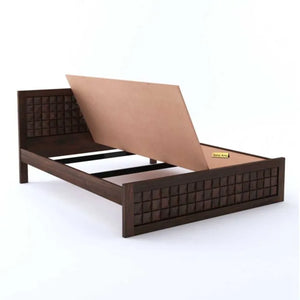 Diamond King Size Bed Without Storage For Bedroom Finish - Walnut