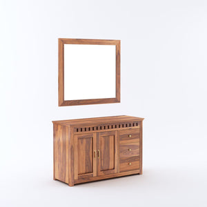 Kuber King Size Bed without Storage, Wardrobe, Chest of Drawer & Two Bedside Tables - Natural Finish