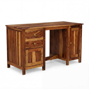 VIP Sheesham Wood Study Table with 2 Drawers & 2 Doors Finish - Natural