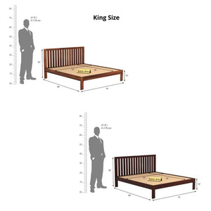 Bars Solid Sheesham Wood Bed Without Storage Finish -Walnut