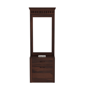 Dressing Table with Mirror and Chair for Bedroom - Walnut Finish