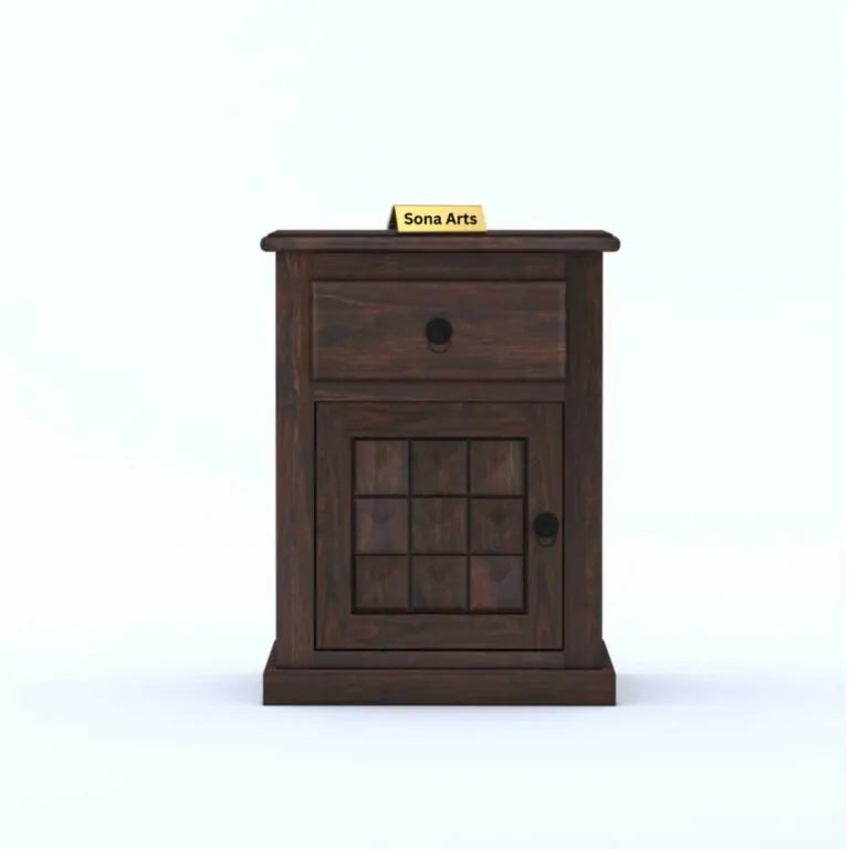 Diamond Sheesham Wood Bed and Sofa Side Table - Walnut