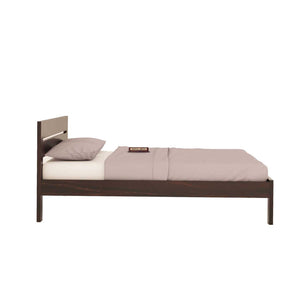 Eros King Size Bed Without Storage for Bedroom - Walnut Finish