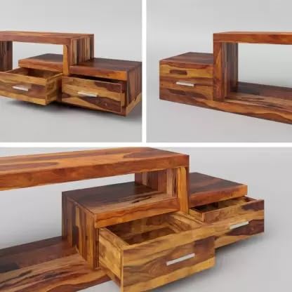 Kailash Solid Sheesham Wood TV Unit for Living Room - Natural Finish | TVC-04