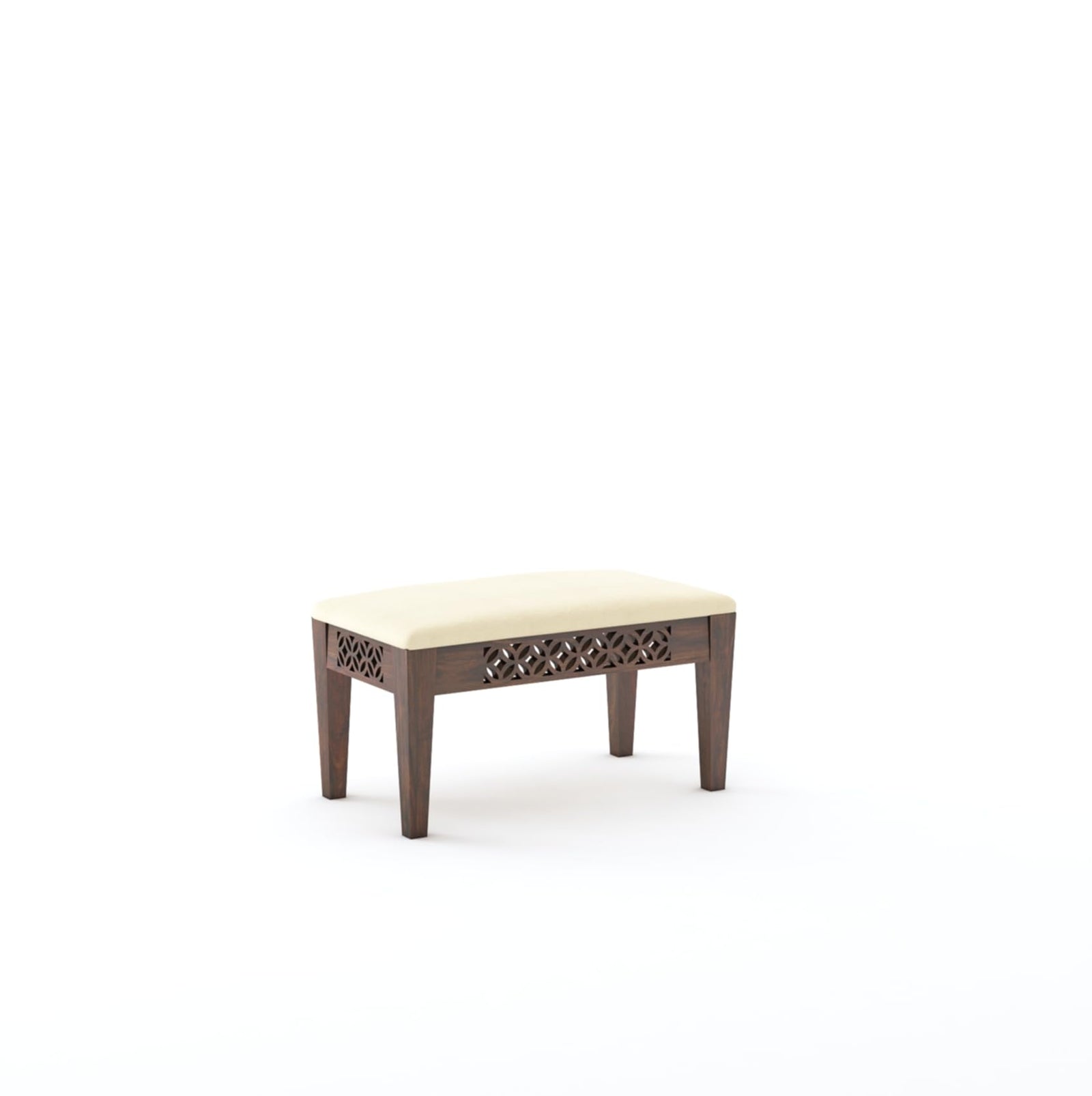 CNC Sheesham Wood Dining Table Set With Two Bench - Walnut