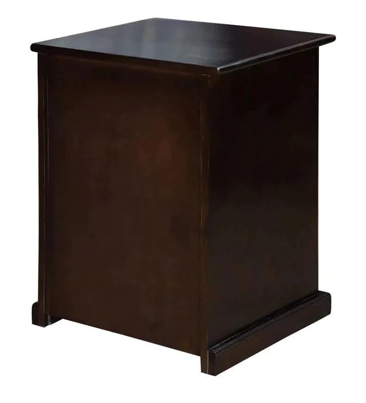 Tile Solid Sheesham Wood Bedside Table - Walnut Finish