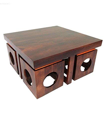 RK-CT4S-22 Solid Sheesham Wood Coffee Table - side angle view
