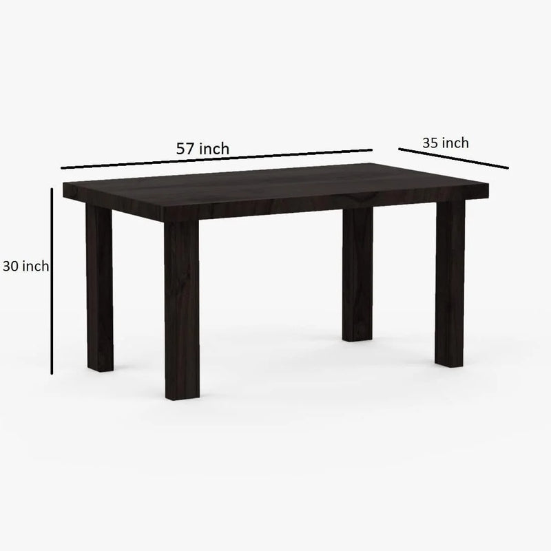Capsule Solid Sheesham Wood 6 Seater Dining Table - Walnut Finish