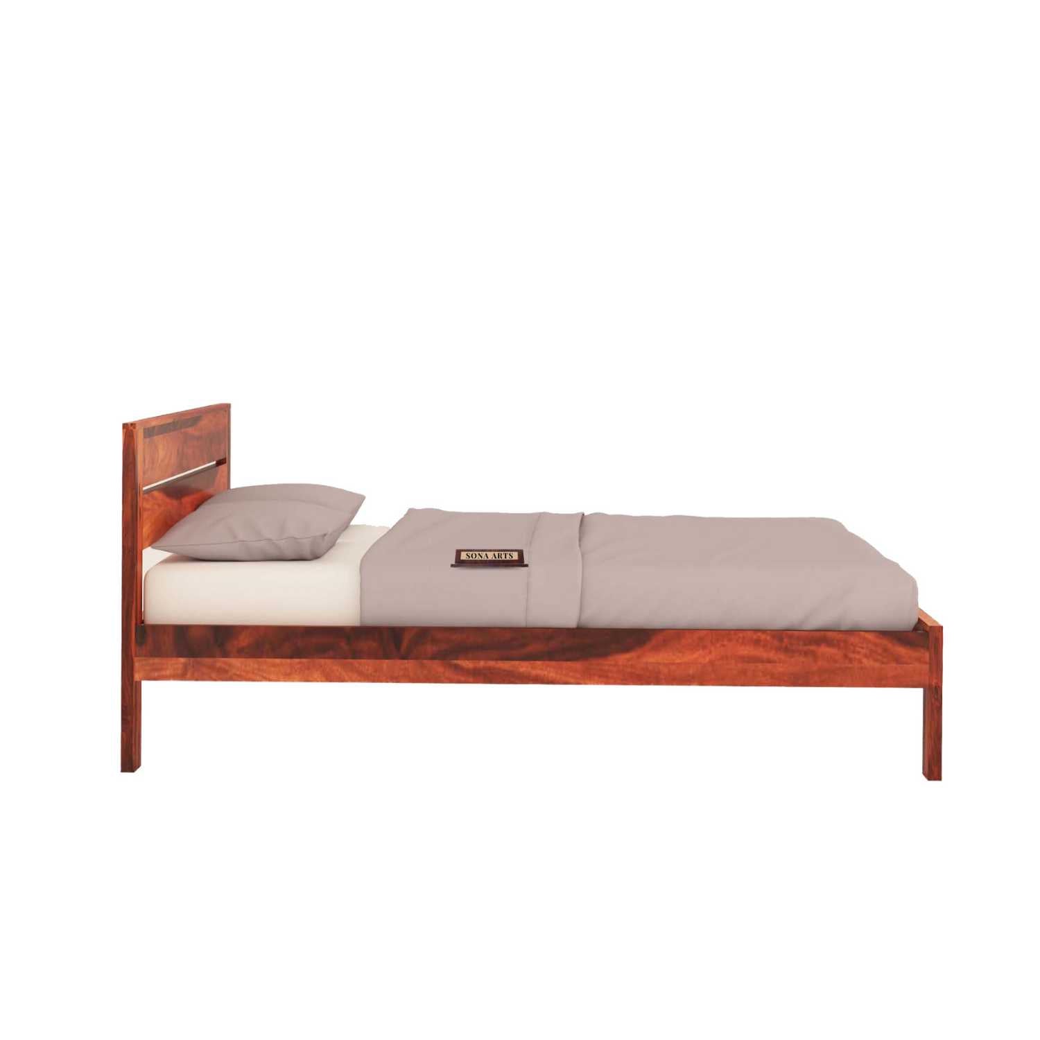 Eros Sheesham Wood King Size Bed Without Storage - Natural Finish