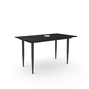 Marble Metal Black Solid Sheesham Wood 6 Seater Dining Table Set