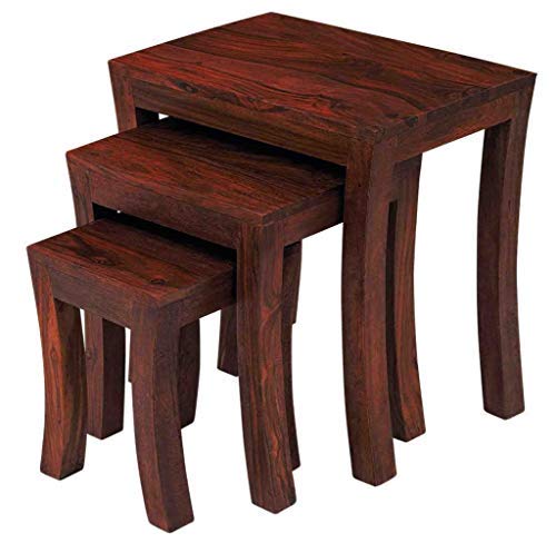 RK-NT-01 Solid Sheesham Wood Nesting Tables - styled in a living room
