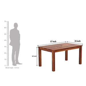 Capsule Wooden Dining Table 6 Seater - Natural Finish, Handcrafted Capsule Design, Solid Wood Chairs