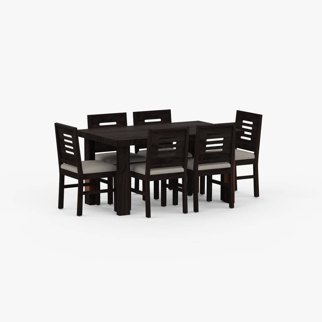 Capsule Solid Sheesham Wood 6 Seater Dining Table - Walnut Finish