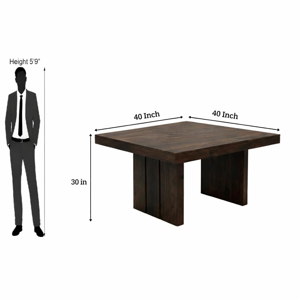 Poster Cushion Beige Solid Sheesham Wood 4 Seater Dining Table Set in walnut finish - dining chair detail