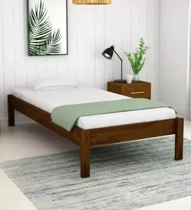 SAC-SB-05 Wooden Single Size Bed Furniture for Bedroom Wooden Cot Single Size Palang - Natural Finish