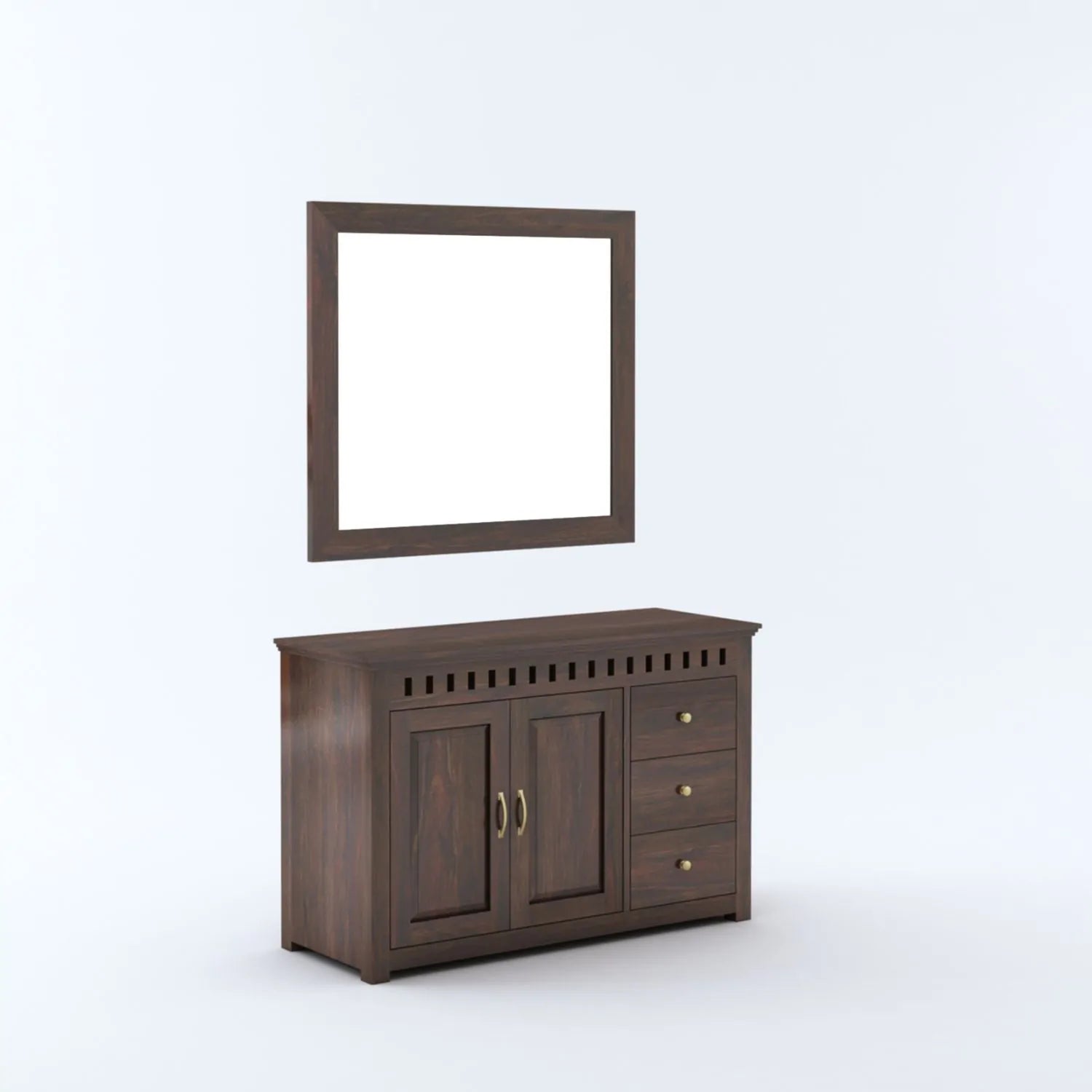 Kuber King Size Bed without Storage, Wardrobe, Chest of Drawer & Two Bedside Tables - Walnut Finish