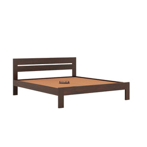 Eros King Size Bed Without Storage for Bedroom - Walnut Finish