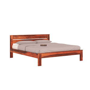 Eros Sheesham Wood King Size Bed Without Storage - Natural Finish