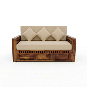Kuber Wooden Sofa Cum Bed 3 Seater - Natural
