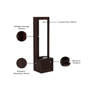 Velora Dressing Table with Mirror and Storage for Bedroom - Walnut Finish