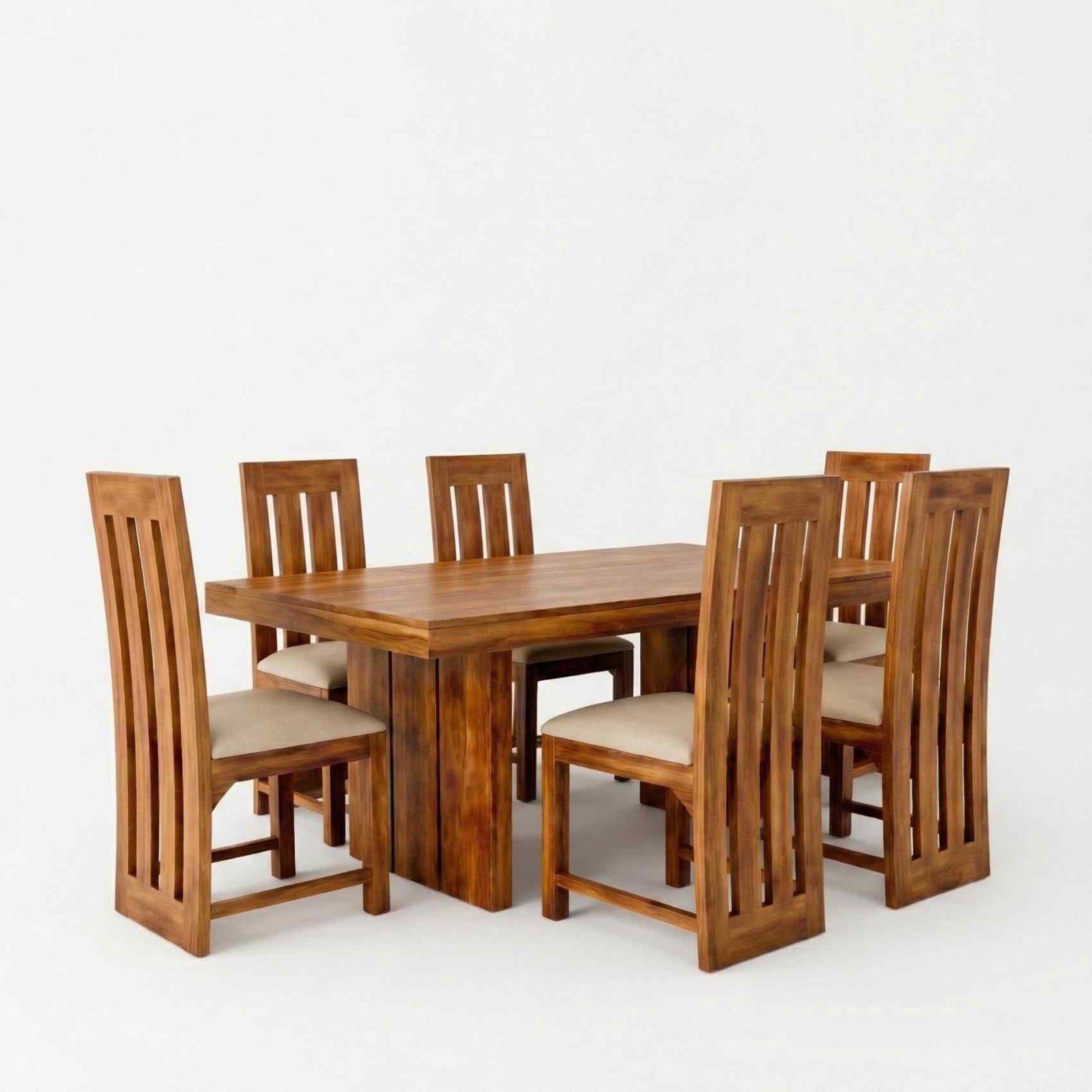 Poster Solid Sheesham Wood 6 Seater Dining Table Set Finish - Honey