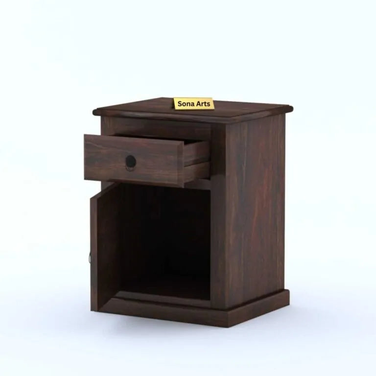 Diamond Sheesham Wood Bed and Sofa Side Table - Walnut