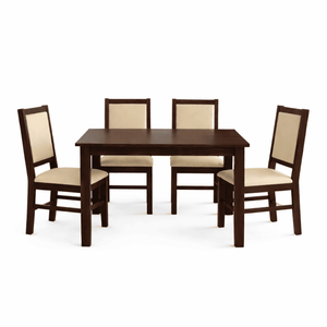 Cresta Solid Sheesham Wood Dining Table Set of 4 Walnut