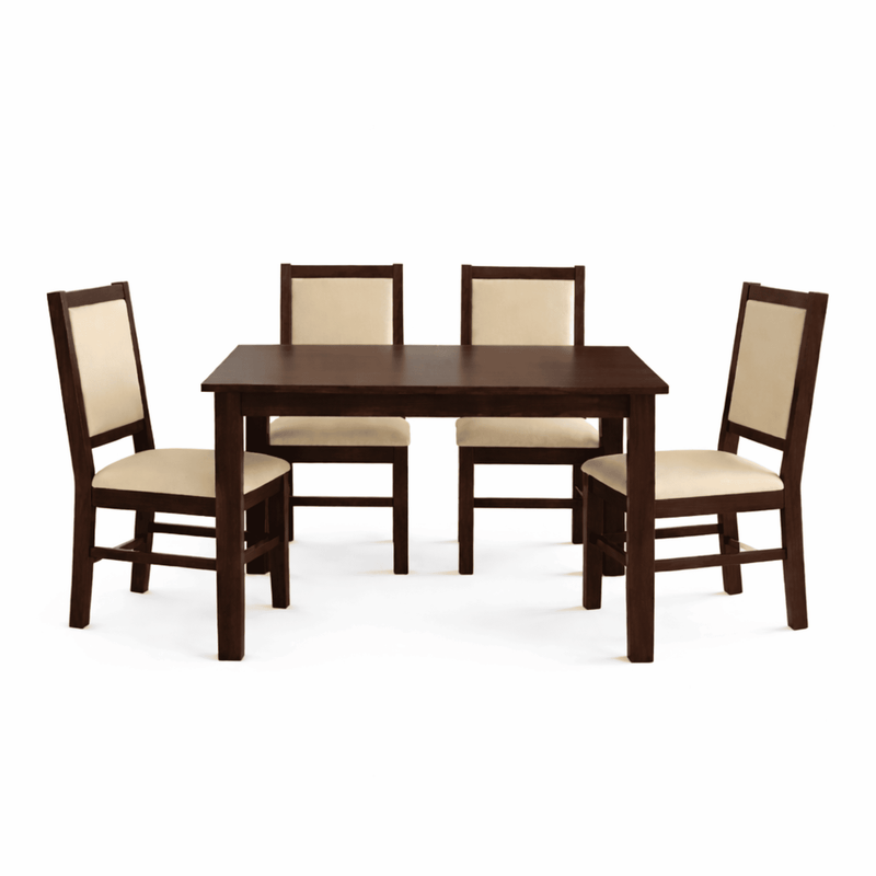 Cresta Solid Sheesham Wood Dining Table Set of 4 Walnut