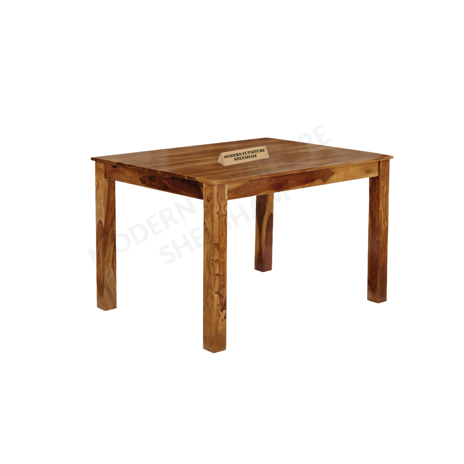 Solid Sheesham Wood 4 Seater Dining Table Set Finish - Natural