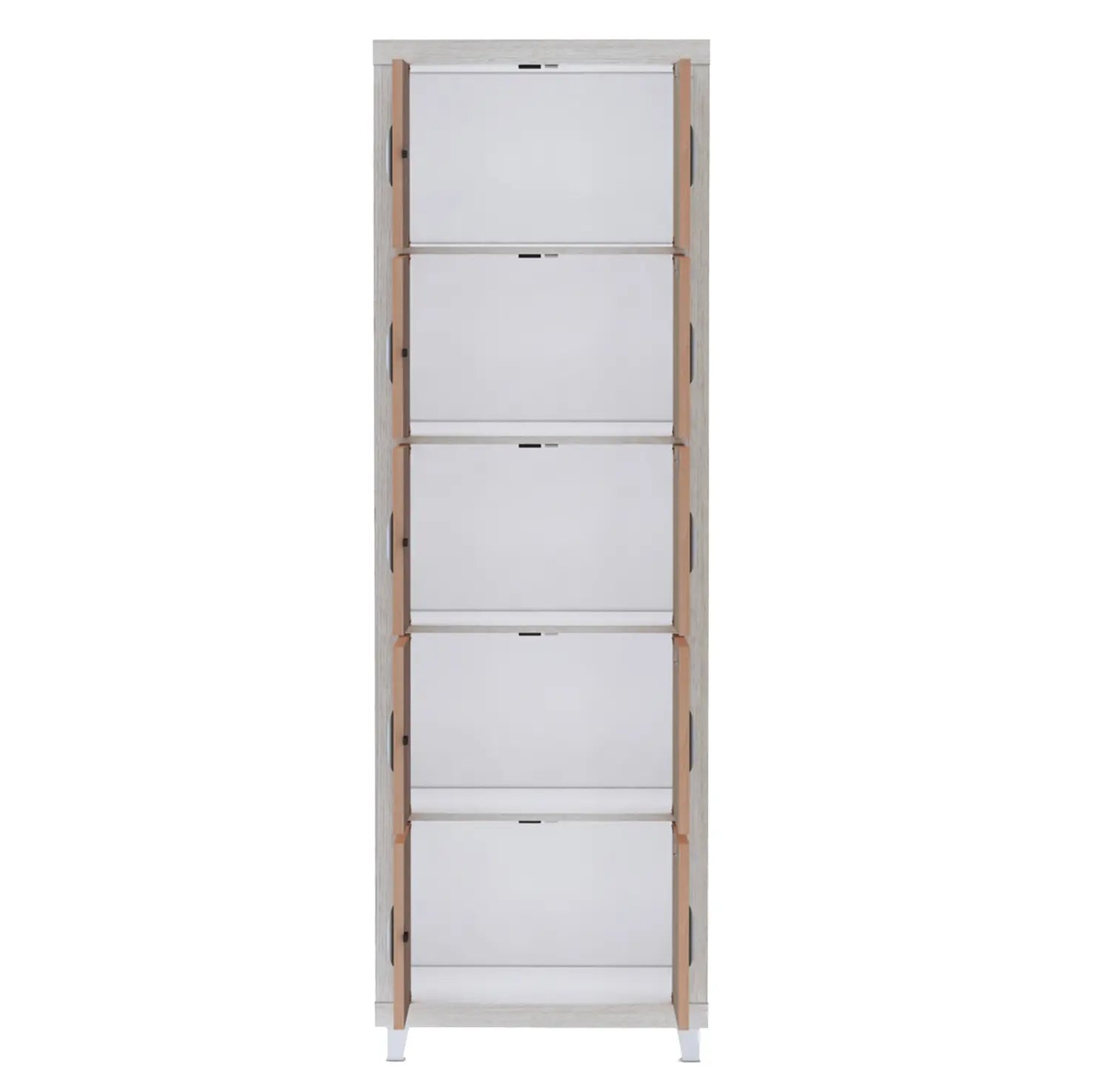 5-Compartment Modern Bookcase with Doors | Two-Tone Engineered Wood Storage Cabinet