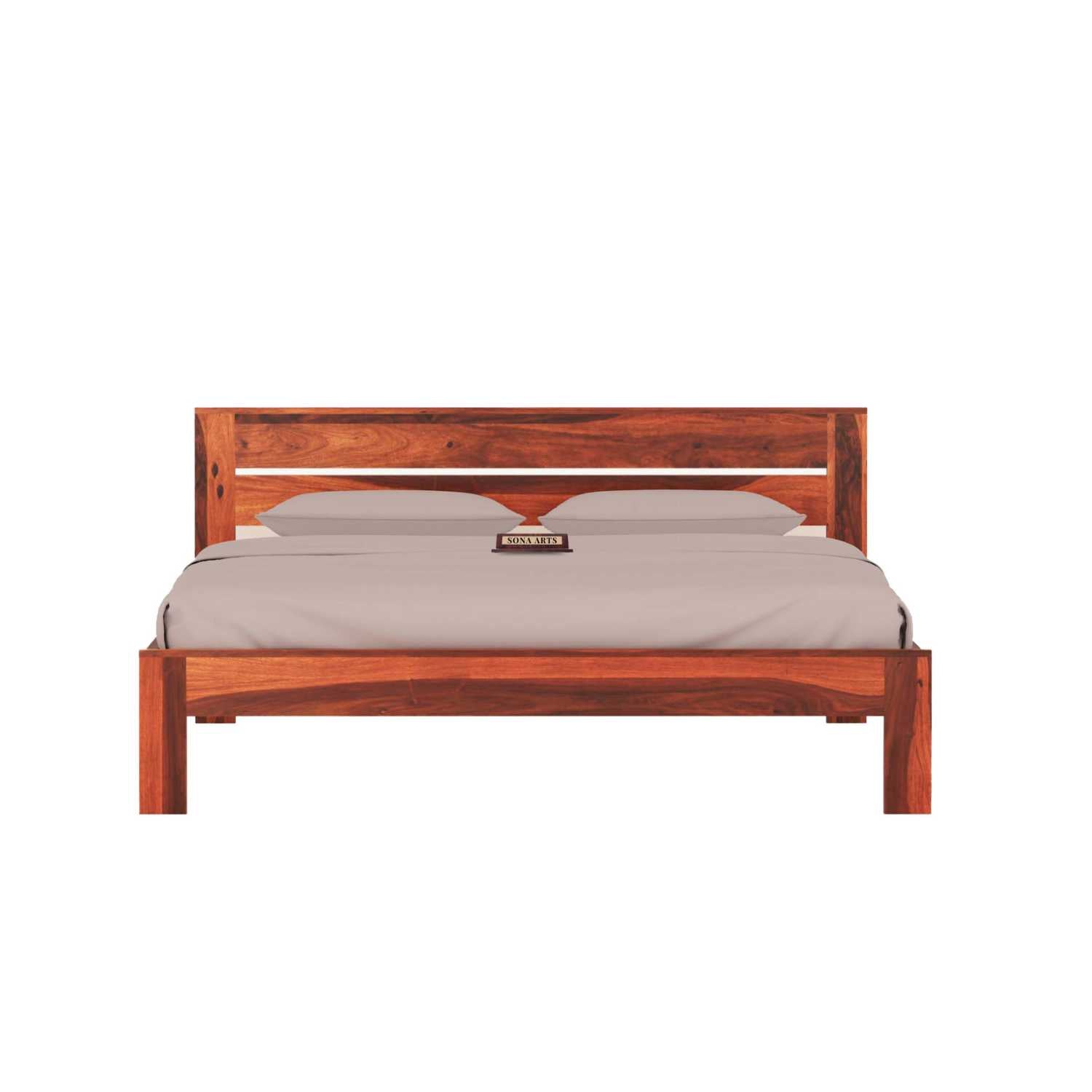 Eros Sheesham Wood King Size Bed Without Storage - Natural Finish
