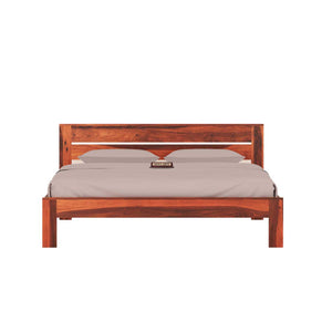 Eros Sheesham Wood King Size Bed Without Storage - Natural Finish