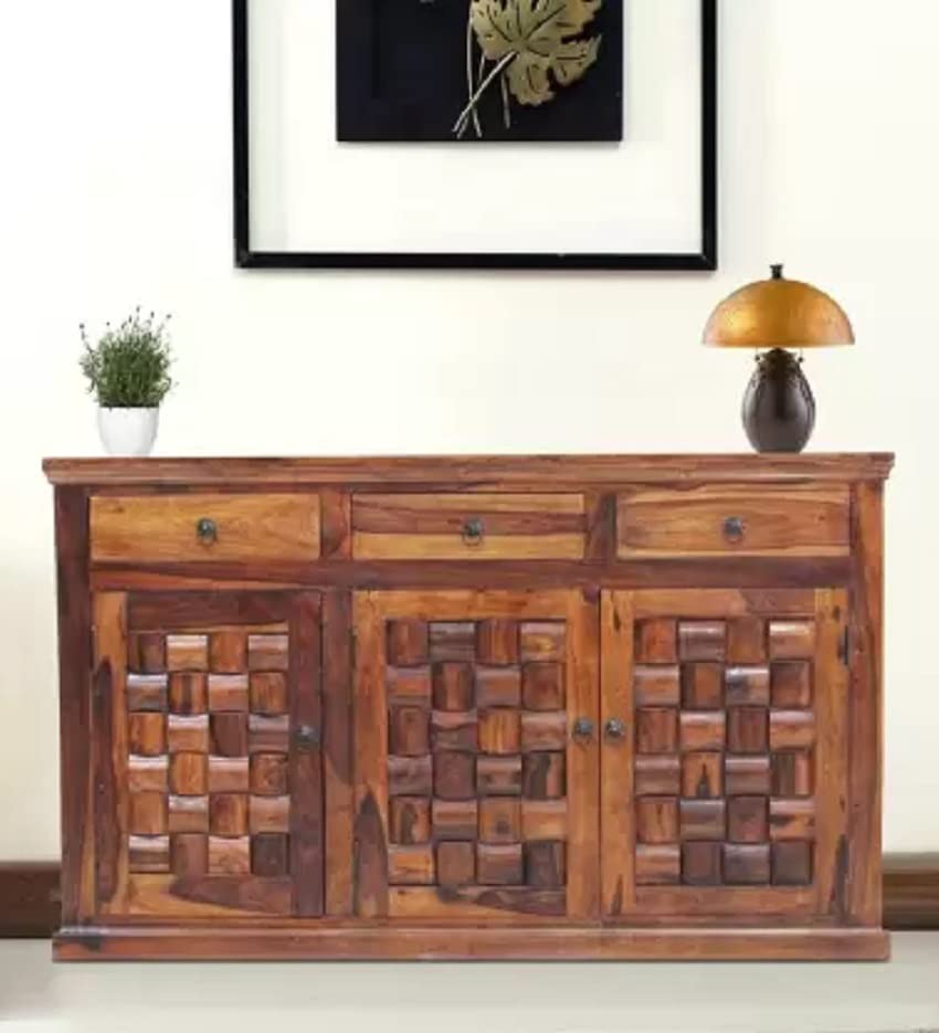 Niwar Wooden Sideboard Tv Cabinet for Living Room - Natural Finish