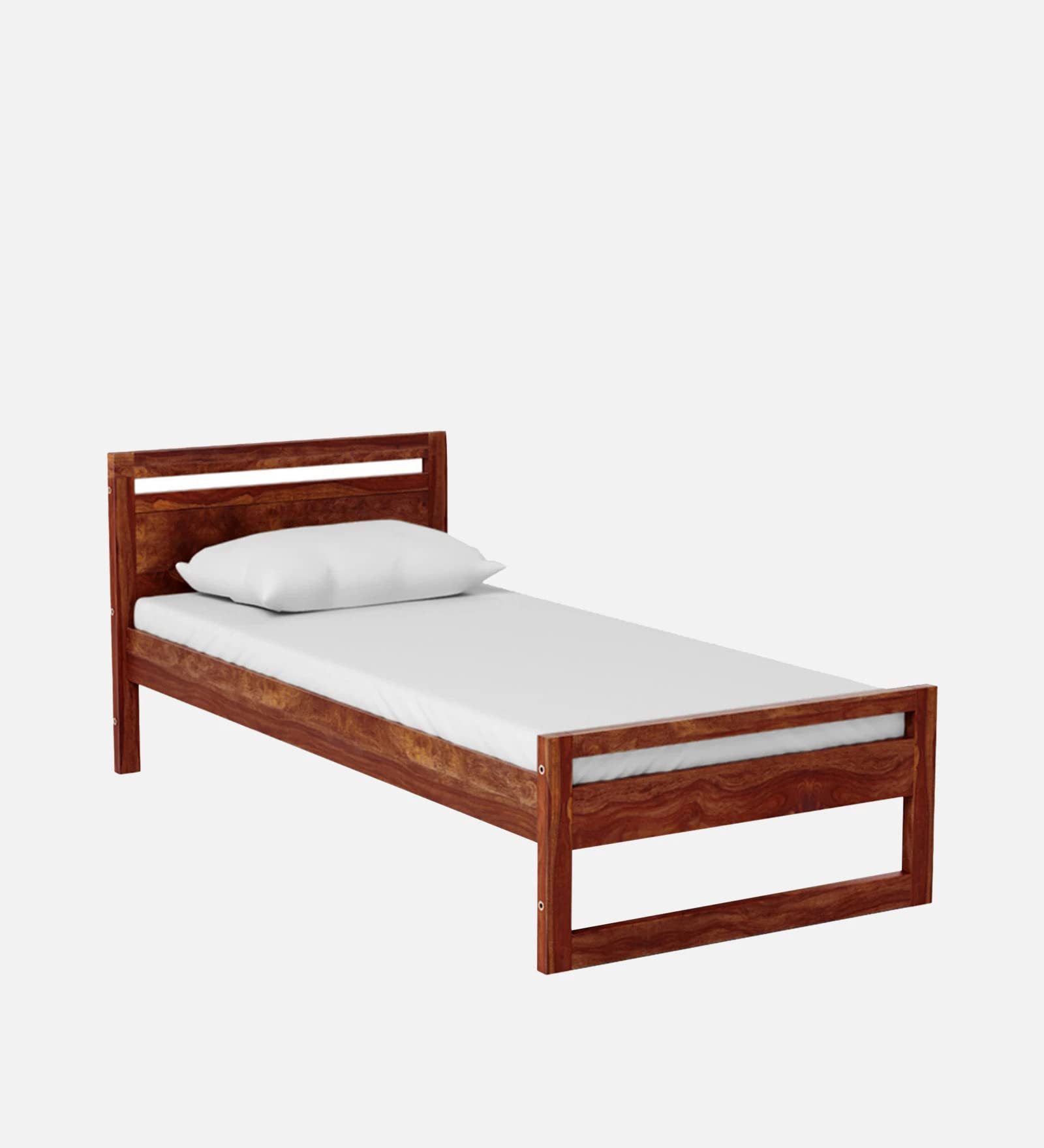 Duke Sheesham Wood Single Bed Furniture Wooden Single Size Cot Bed for Bedroom - Natural Finish