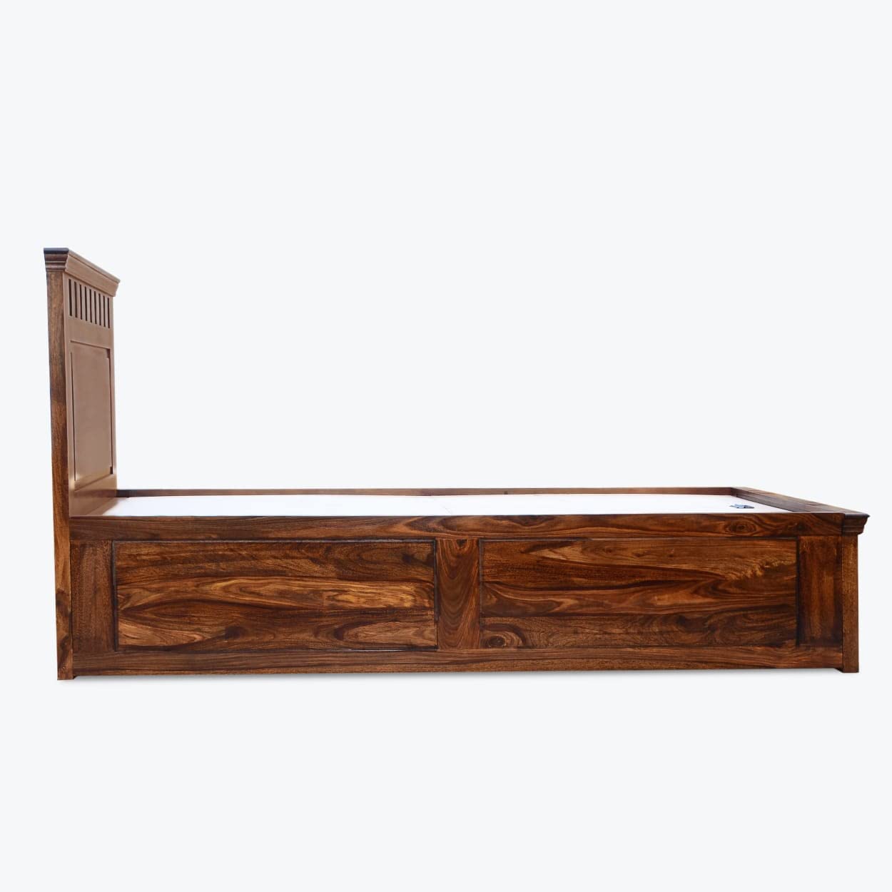 Kuber Sheesham Wood Single Bed Furniture with Two Drawer Storage for Bedroom - Natural Finish