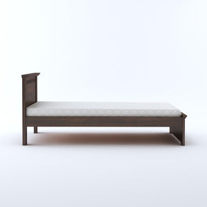 Kuber Solid Sheesham Wood Single Bed Furniture for Bedroom - Walnut Finish