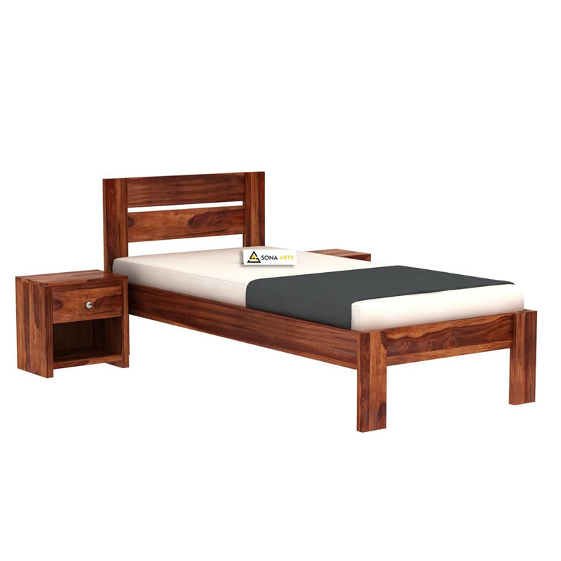Sheesham Wood Single Bed Without Storage for Bedroom Wood Single Size Cot Honey Finish