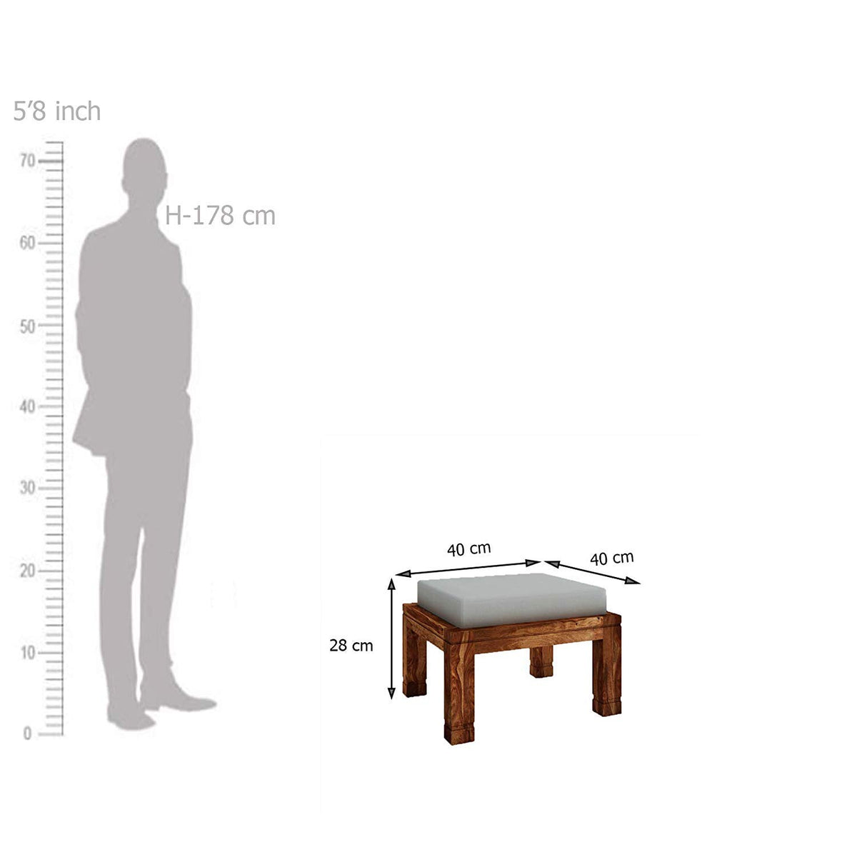 RK-CT4S-14 Solid Sheesham Wood Coffee Table - corner angle view