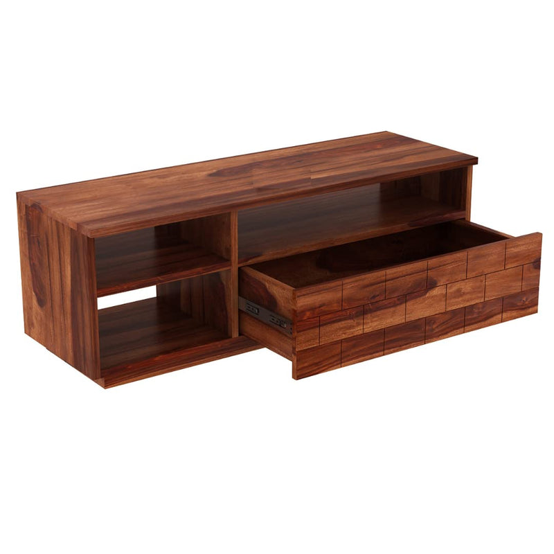 EET Solid Sheesham Wood TV Unit for Living Room - Natural Finish | TVC-02