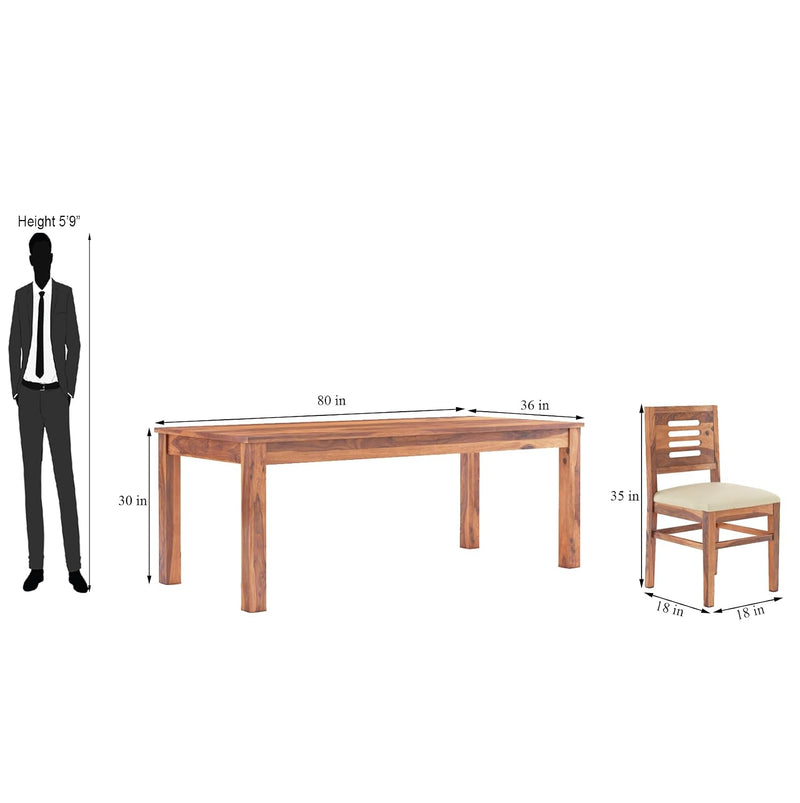Capsule Sheesham Wood 8 Seater Dining Set Natural Finish