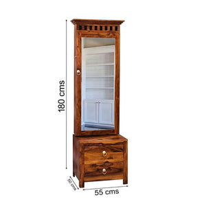 Dressing Table with Mirror and Storage - Honey Finish