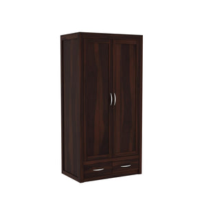 Sheesham Wood 3 Door Wardrobe with 3 Drawers Storage Finish - Walnut