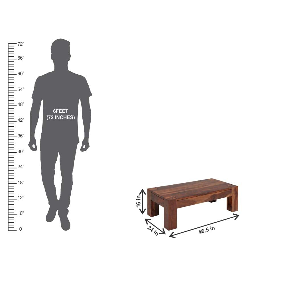 RK--02 Solid Sheesham Wood Coffee Table - corner angle view