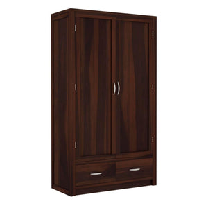 Dorian Solid Sheesham Wood 2 Door Wardrobe with 2 Drawers- Walnut Finish