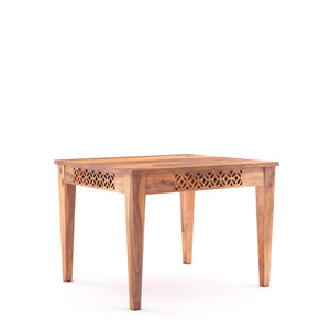 CNC Solid Sheesham Wooden Dining Table 4 Seater Finish - Honey